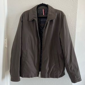 tommy hilfiger men’s micro-twill open-bottom zip-front jacket